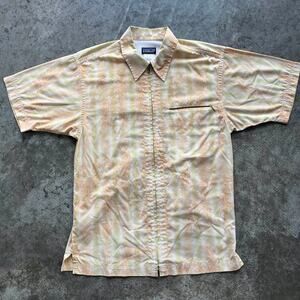 Patagonia Shirt Mens Small S Full Zip Organic Cotton Gingham Topo Map Graphic